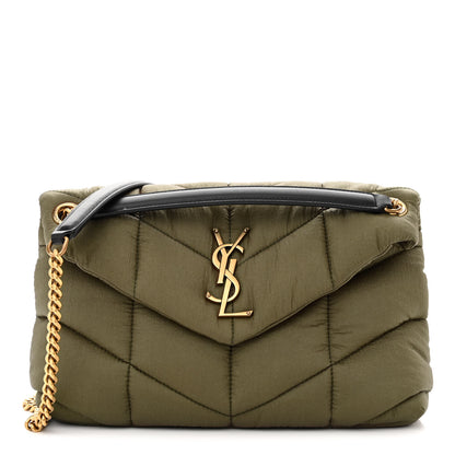 Saint Laurent Nylon Quilted Small Loulou Puffer Monogram Chain Satchel Military Green 1 of 9