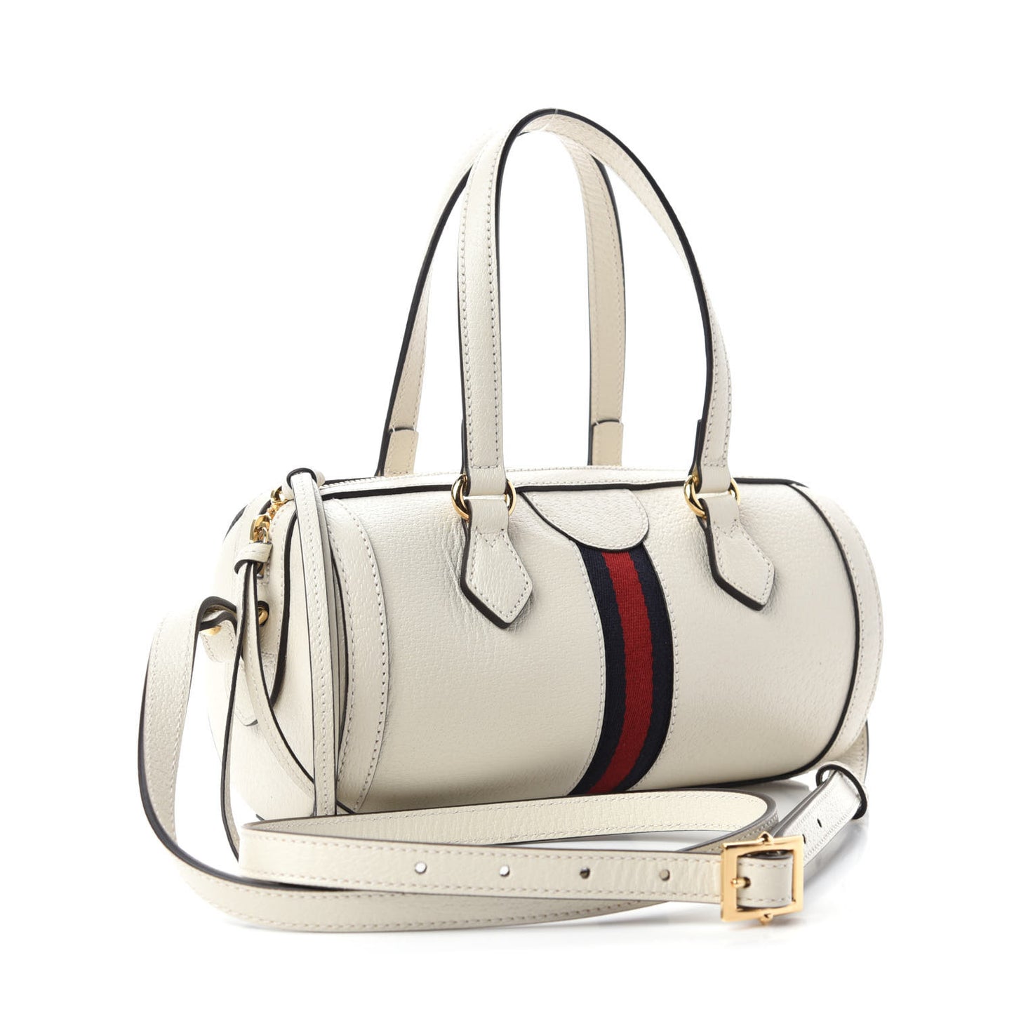 Textured Calfskin Ophidia Boston Bag Mystic White
