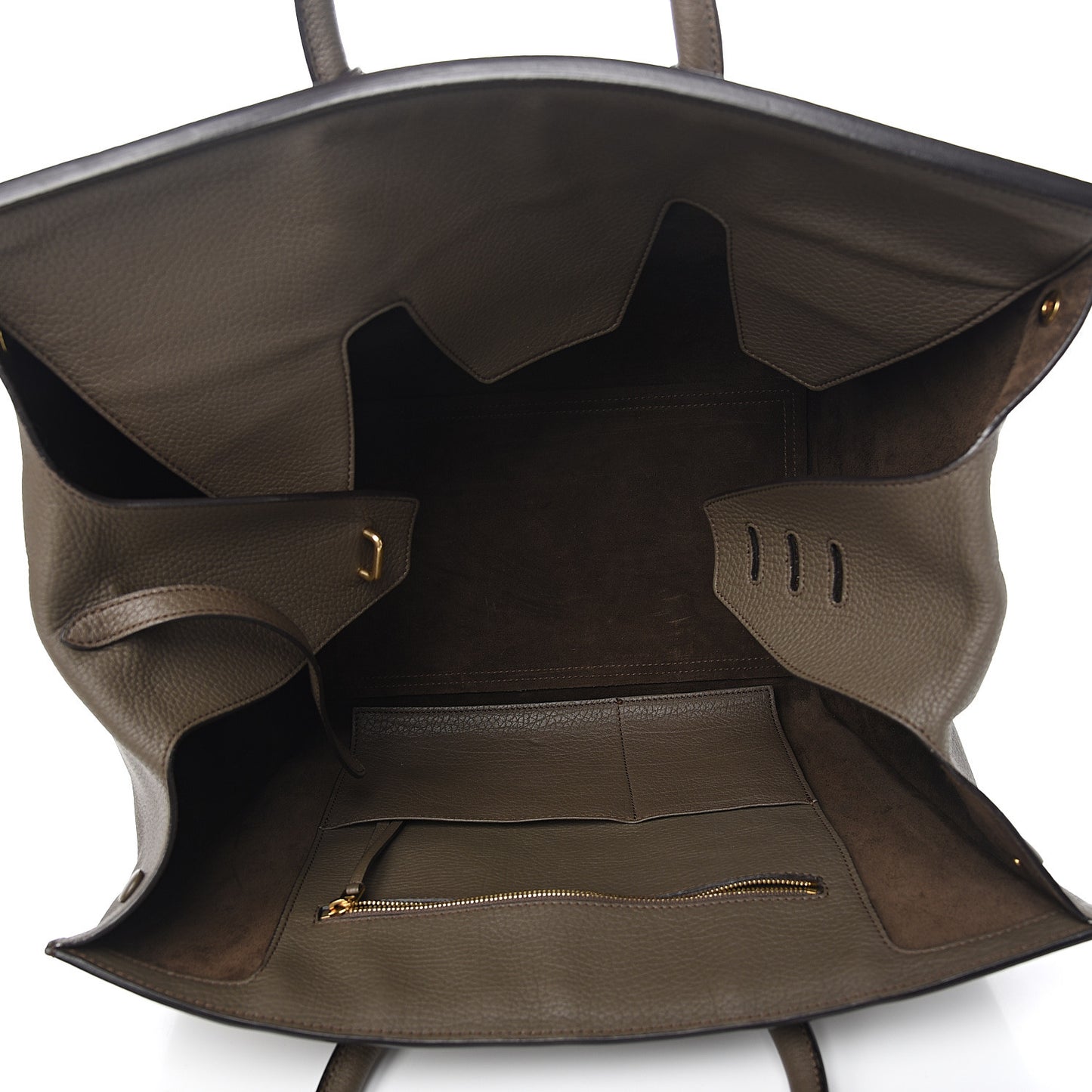 Crisped Calfskin Large Tie Knot Tote Dark Khaki