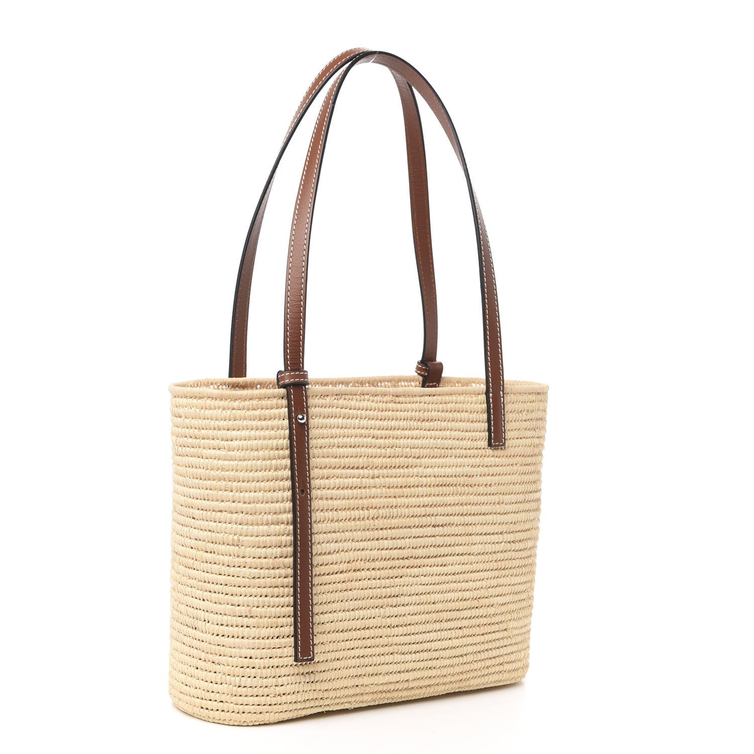 Loewe Raffia Square Basket Tote Bag Natural Tan 3 of 9