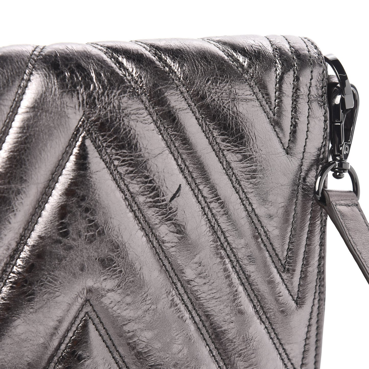 Metallic Calfskin Quilted Patricia Crossbody Bag Berlin Silver