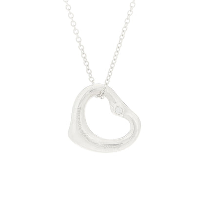 Tiffany Sterling Silver Diamond 16mm Elsa Peretti Open Heart Pendant Necklace 6 of 6