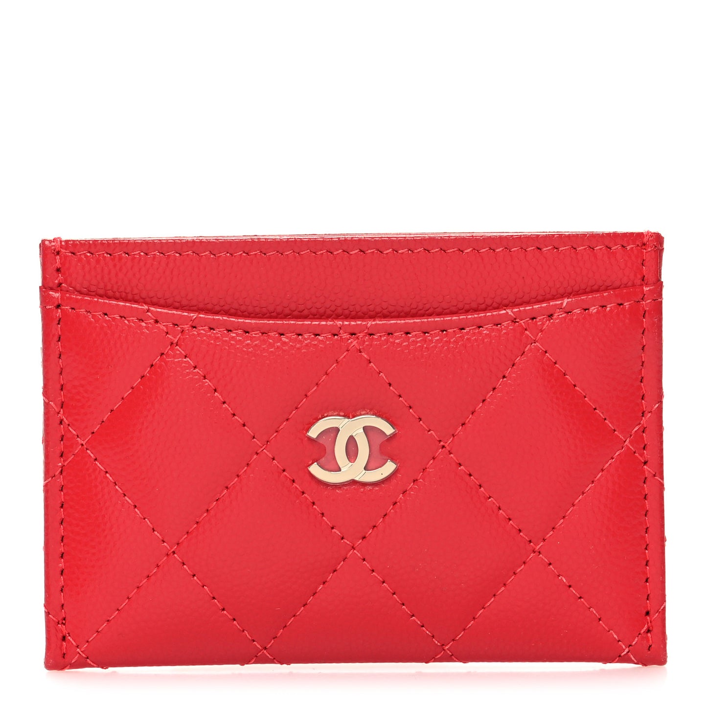 Caviar Quilted Card Holder Red