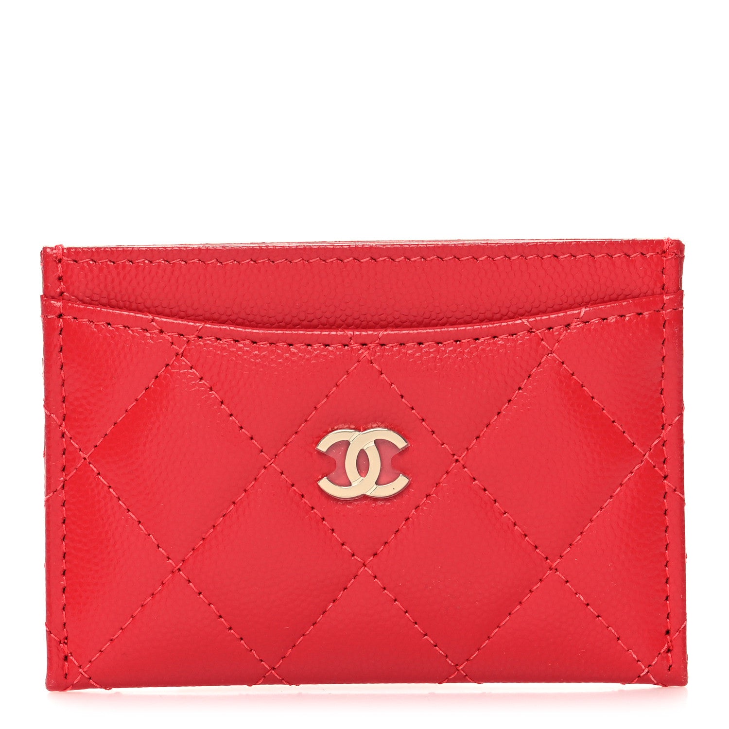 Chanel Caviar Quilted Card Holder Red 1 of 9