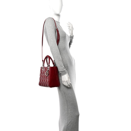 Christian Dior Patent Cannage Medium Lady Dior Burgundy Red 2 of 10