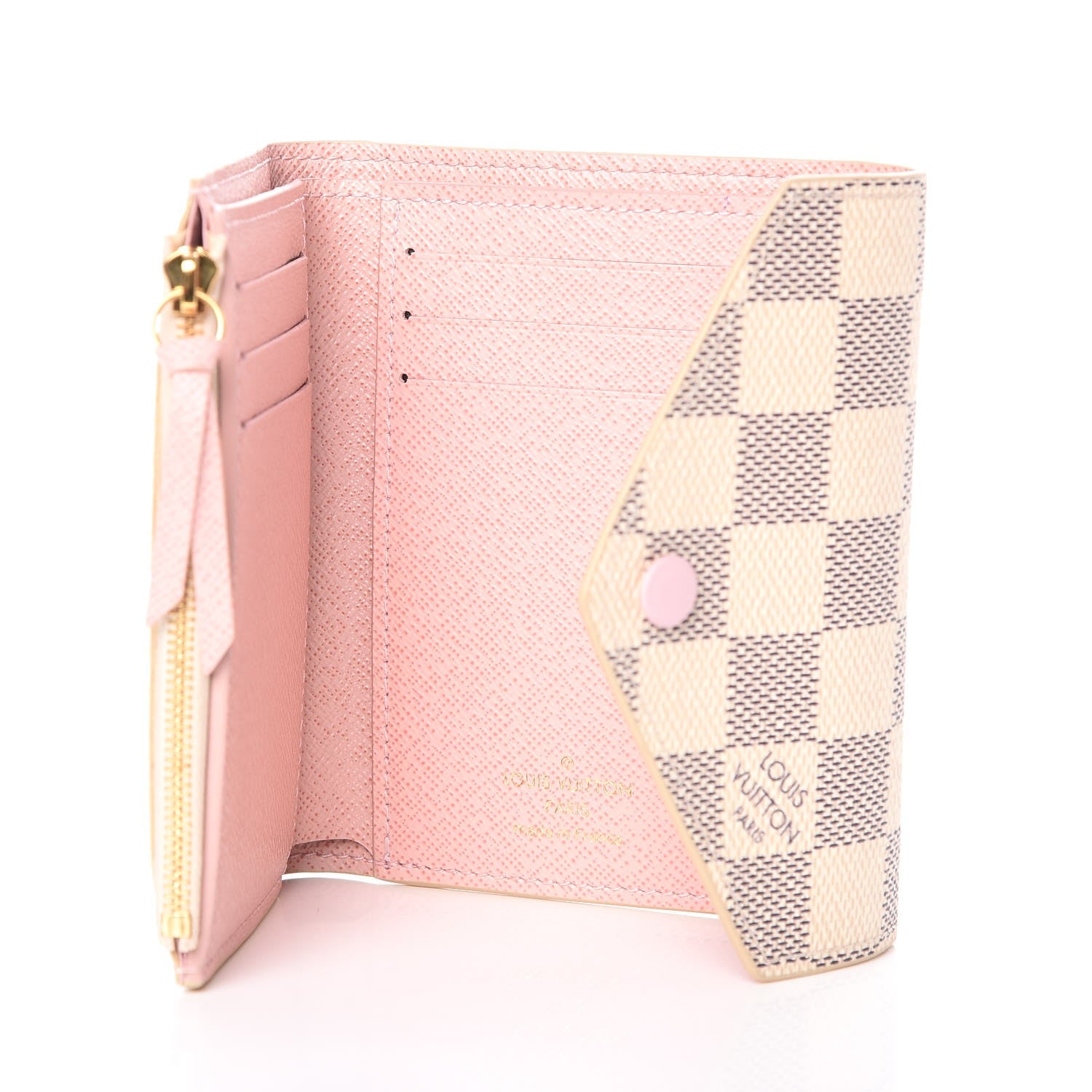 Louis Vuitton Damier Azur Victorine Wallet Rose Ballerine 5 of 9
