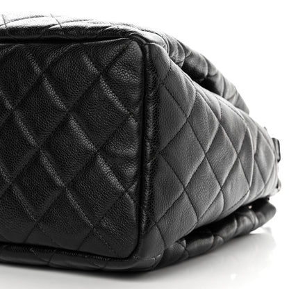Chanel Caviar Flat Quilted CC Chain Bucket Drawstring Bag Black 10 of 11