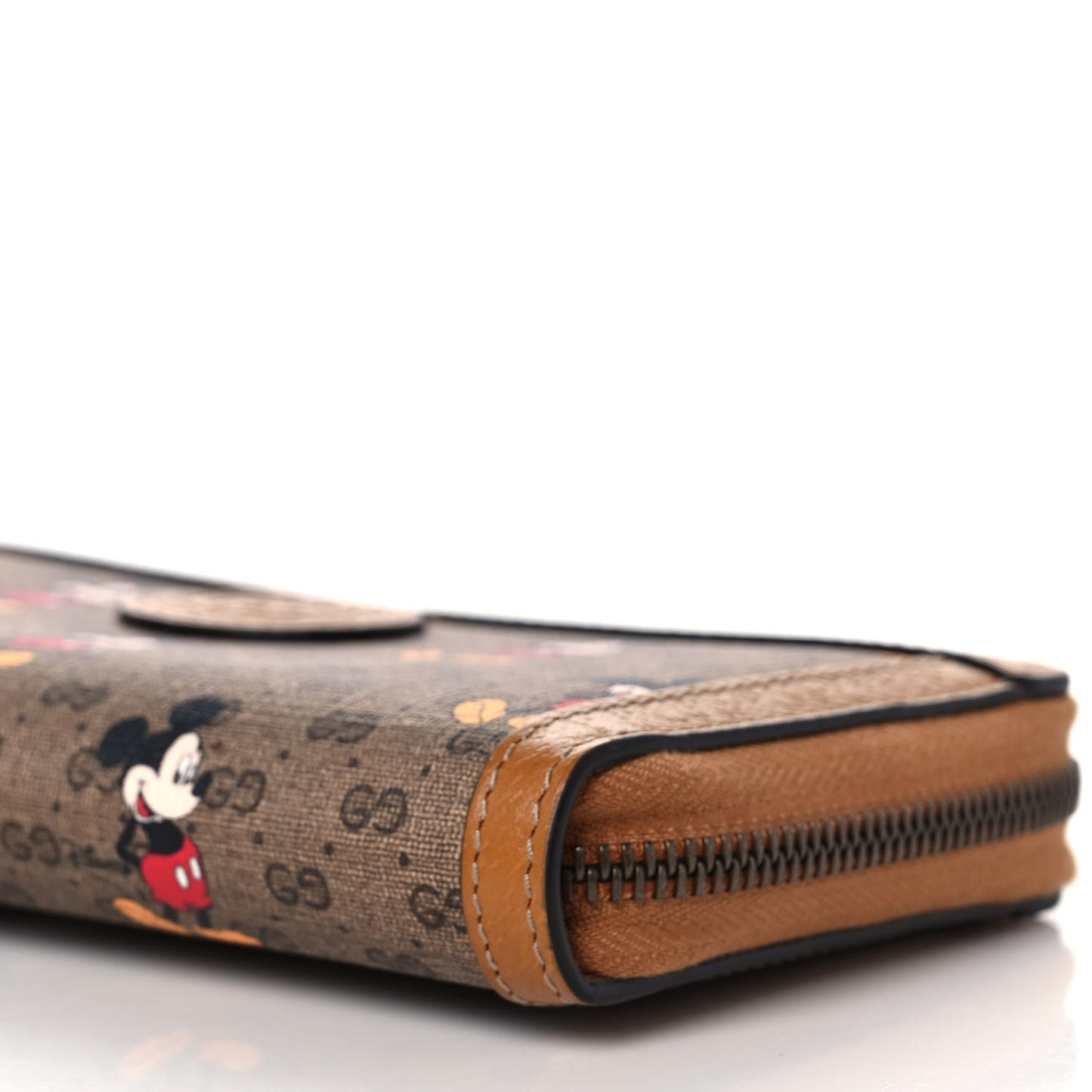 X DISNEY Mini Vintage GG Supreme Monogram Mickey Mouse Zip Around Wallet Beige Vintage Sun Oil