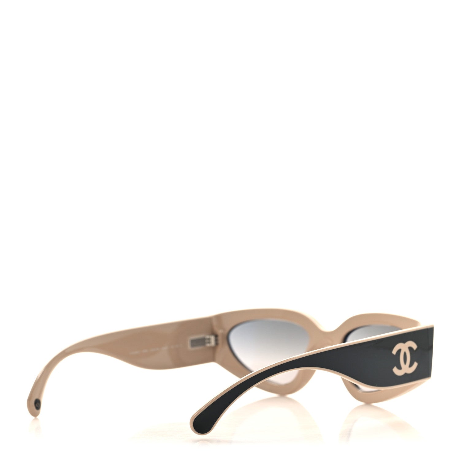 Chanel Acetate Cat Eye Sunglasses 6056 Black Beige 4 of 7