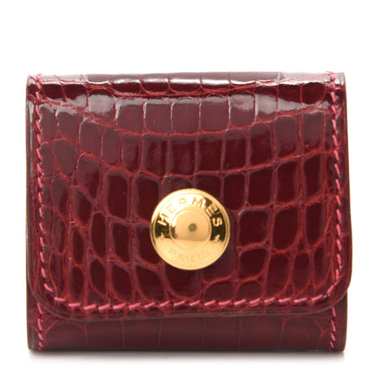 Hermes Shiny Alligator Post It Notepad Holder PM Rouge H 1 of 7