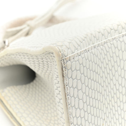 Balenciaga Matte Calfskin Snake Embossed Tonal B Small Hourglass Top Handle Bag Optic White 16 of 19
