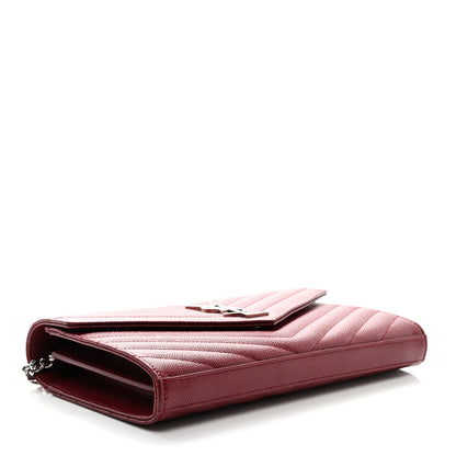 Saint Laurent Grain De Poudre Matelasse Chevron Monogram Chain Wallet Palissandre 4 of 10