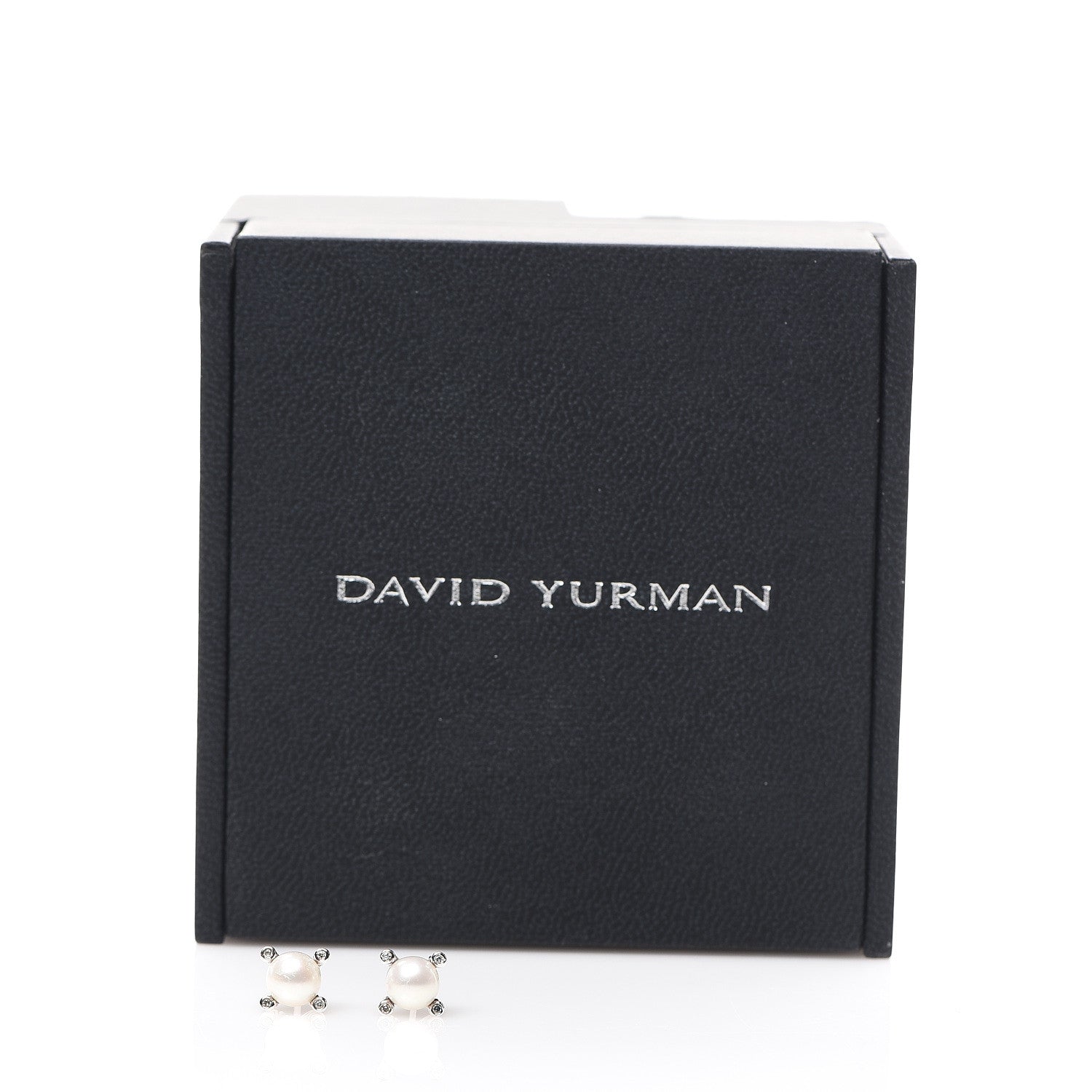 David Yurman Sterling Silver Diamond Pearl 7mm Earrings 5 of 5