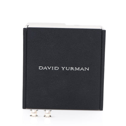 David Yurman Sterling Silver Diamond Pearl 7mm Earrings 5 of 5
