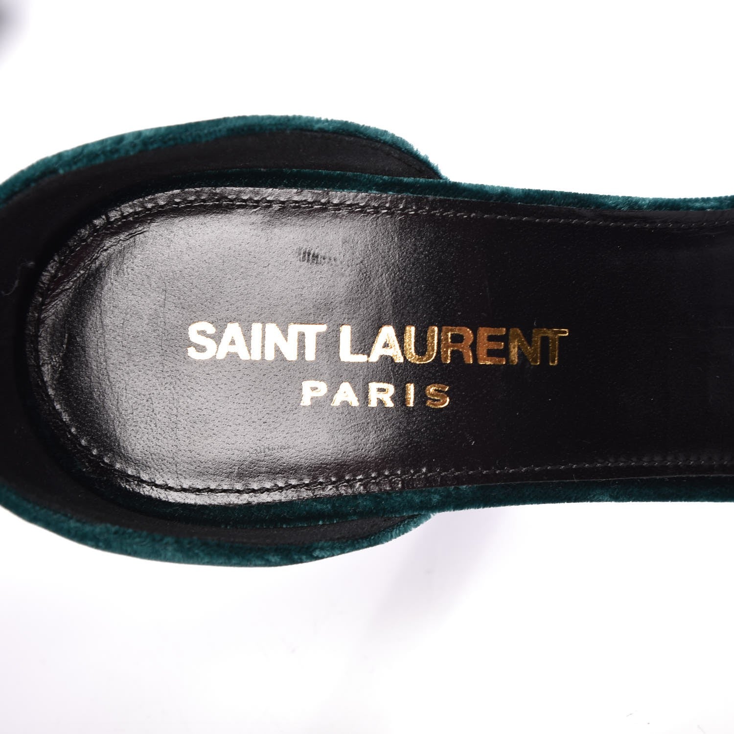 Saint Laurent Velvet Amber 105 Ankle Strap Sandals 36 Malachite 7 of 10