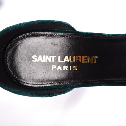Saint Laurent Velvet Amber 105 Ankle Strap Sandals 36 Malachite 7 of 10