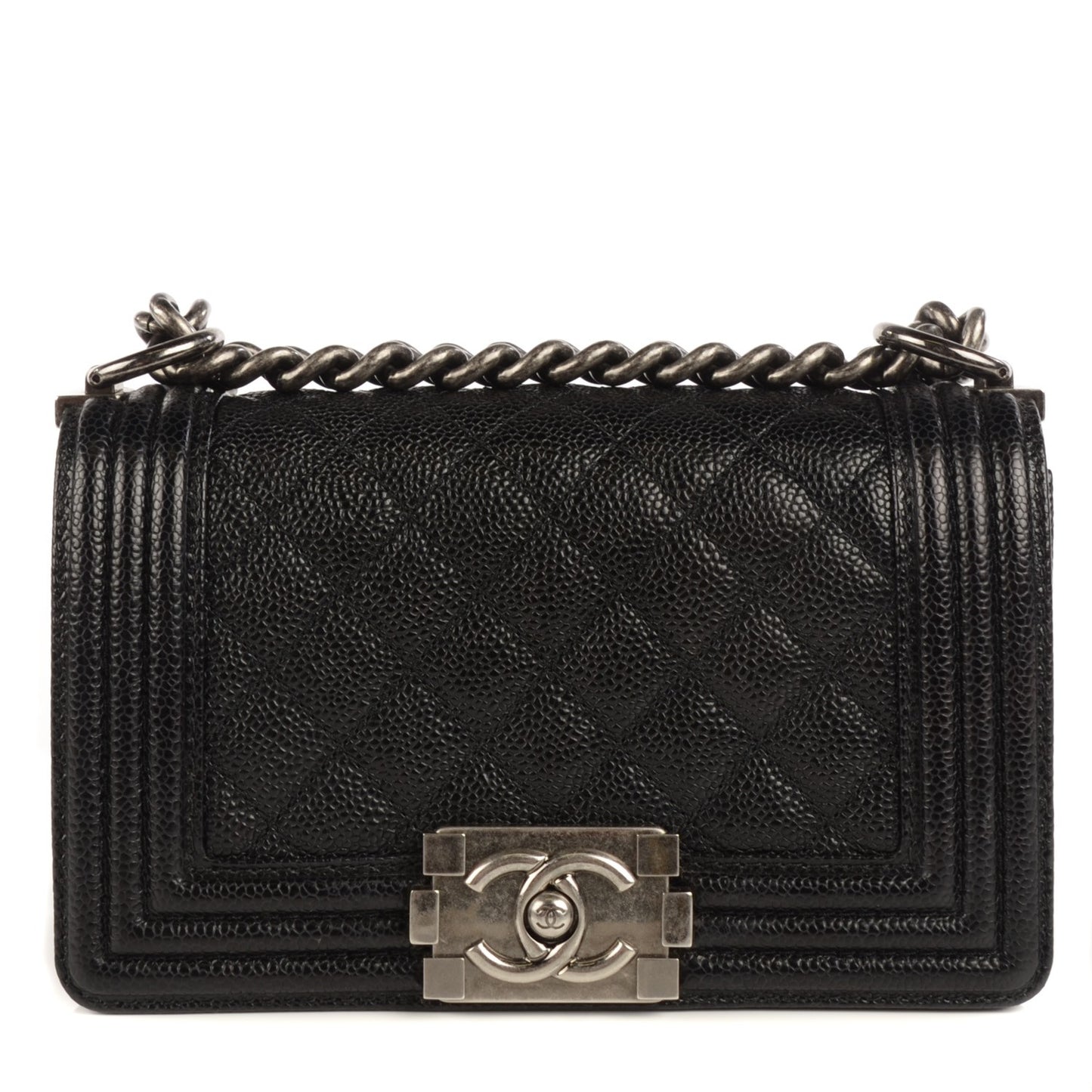 Caviar Quilted Small Boy Flap Black