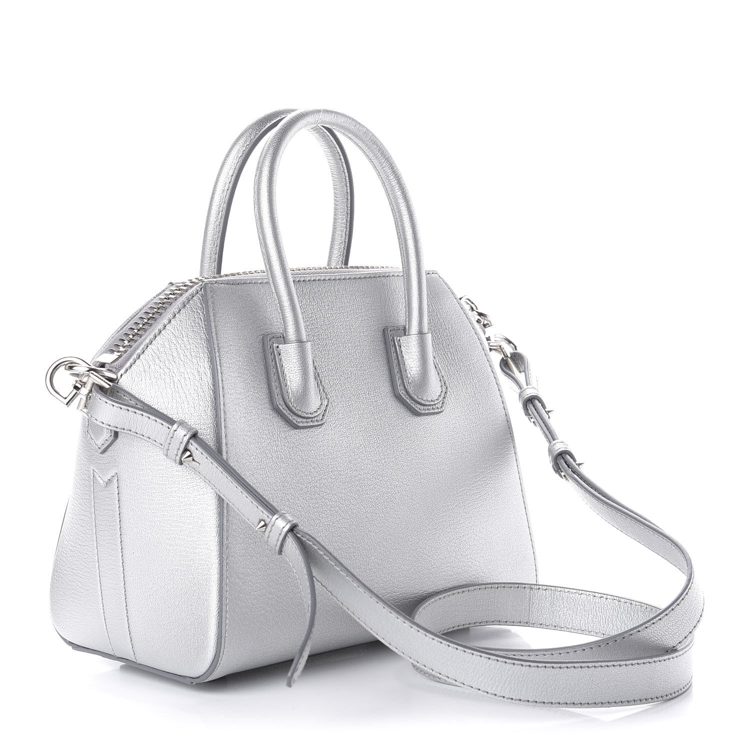 Givenchy Metallic Sugar Goatskin Mini Antigona Silver 3 of 10