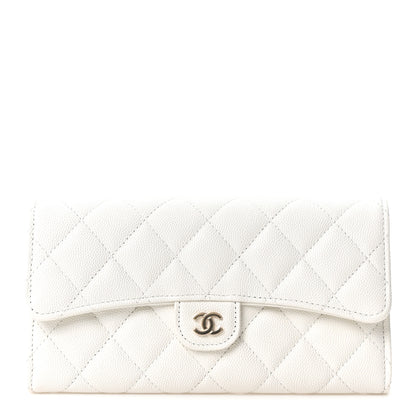 Chanel Caviar Quilted Large Gusset Flap Wallet White 1 of 12