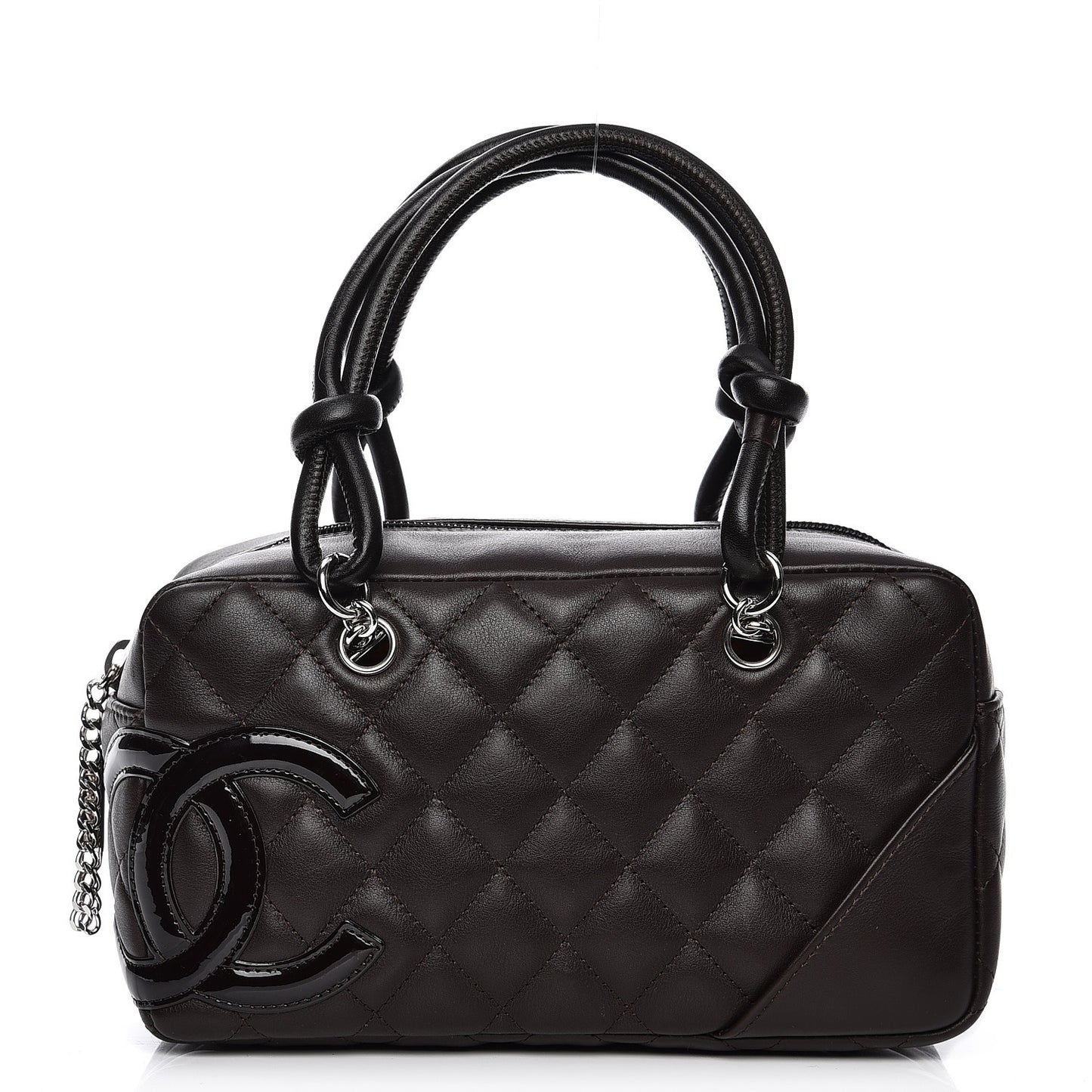 Calfskin Quilted Small Cambon Bowler Dark Brown
