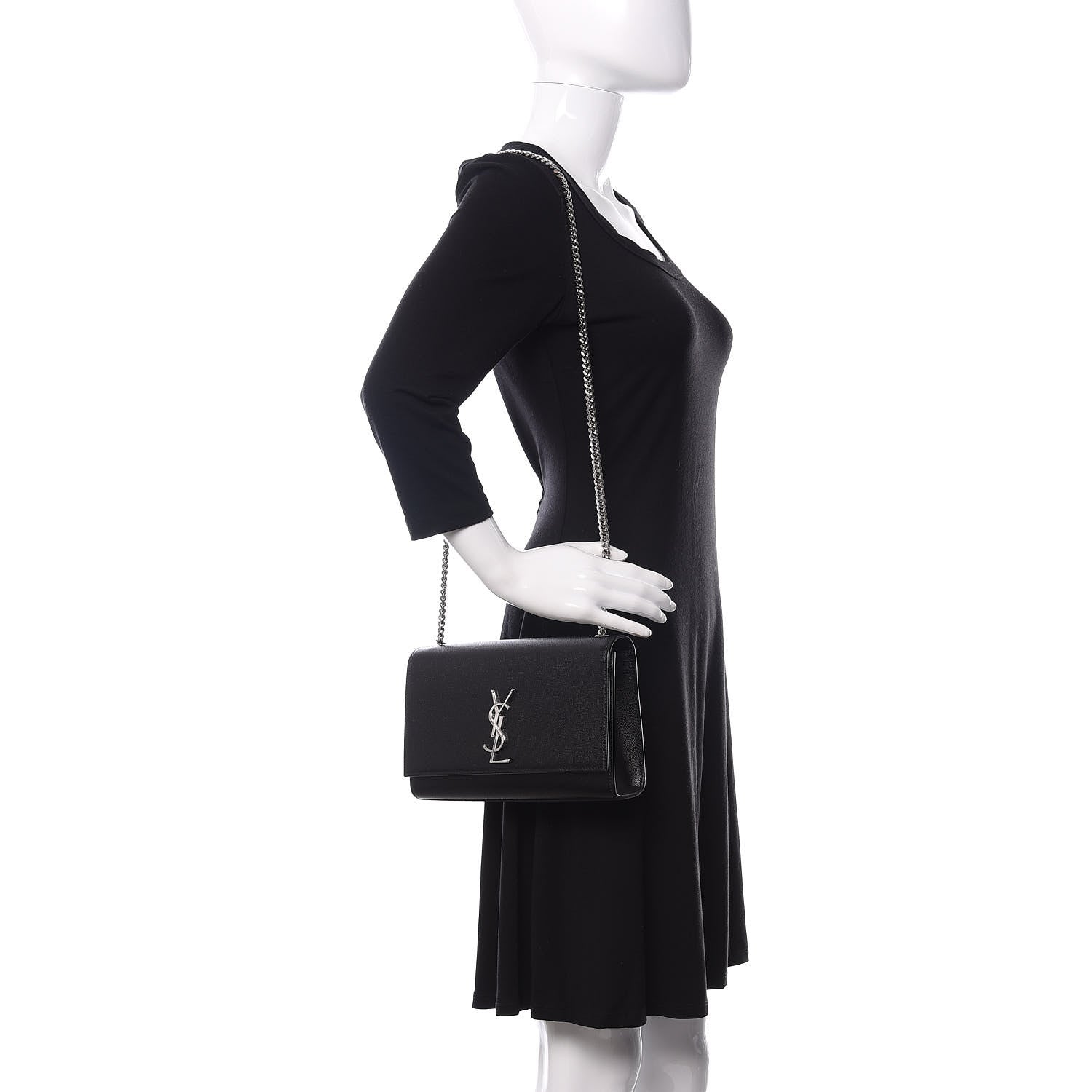 Saint Laurent Grain De Poudre Medium Classic Monogram Kate Satchel Black 2 of 10