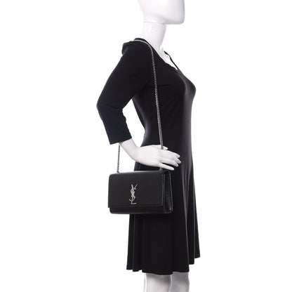 Saint Laurent Grain De Poudre Medium Classic Monogram Kate Satchel Black 2 of 10