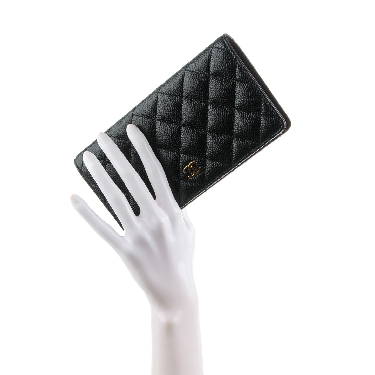 Caviar Quilted Yen Wallet Black