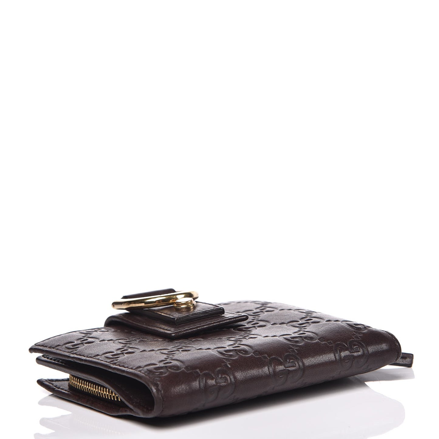 Guccissima D Ring Compact Wallet Brown