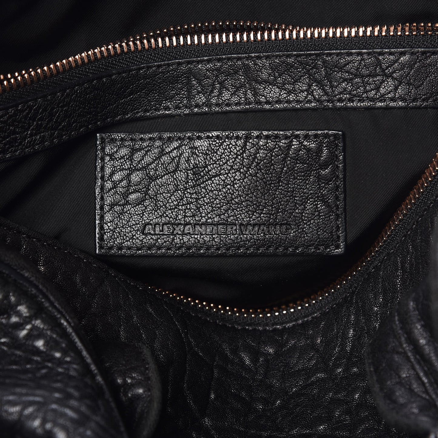 Pebbled Lambskin Rocco Black Rose Gold Hardware