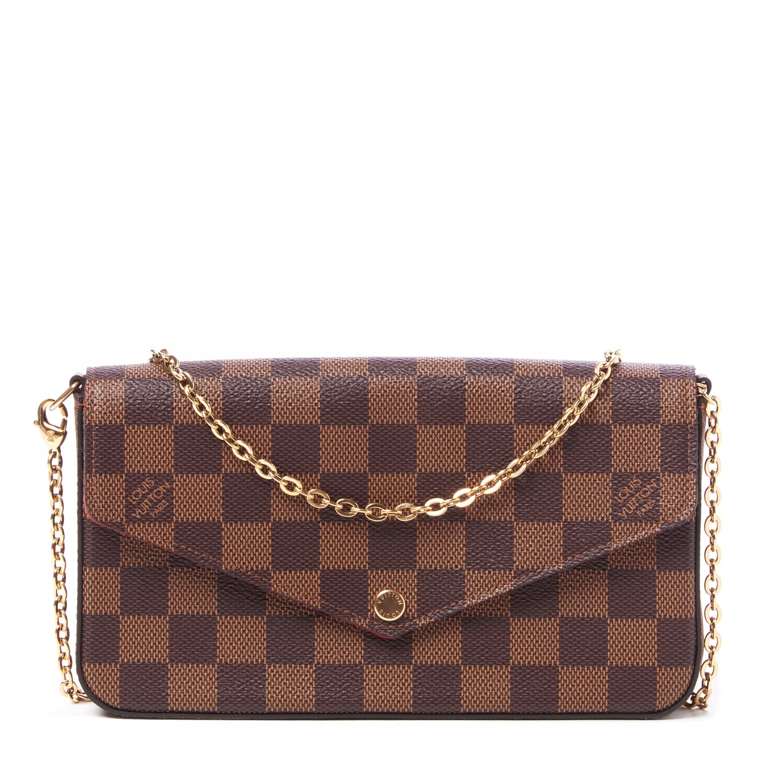Louis Vuitton Damier Ebene Pochette Felicie Chain Wallet 1 of 9