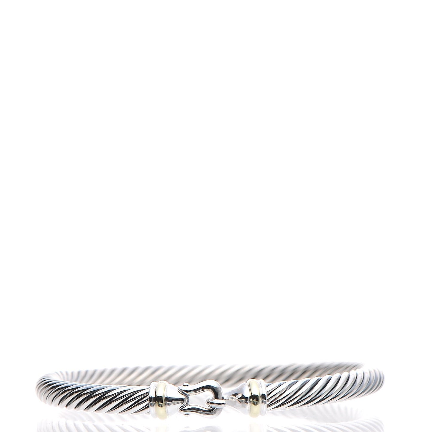 Sterling Silver 18K Yellow Gold 5mm Cable Classic Buckle Bracelet