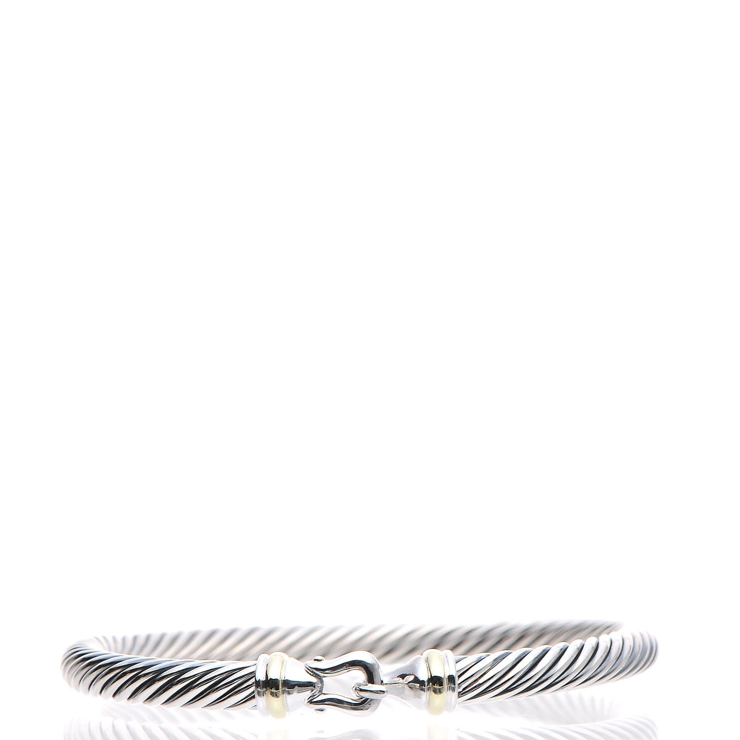 David Yurman Sterling Silver 18K Yellow Gold 5mm Cable Classic Buckle Bracelet 1 of 5