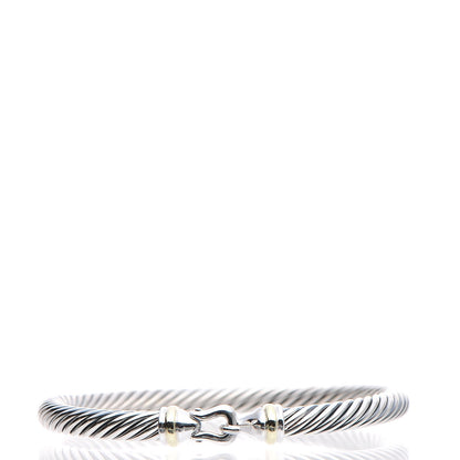 David Yurman Sterling Silver 18K Yellow Gold 5mm Cable Classic Buckle Bracelet 1 of 5