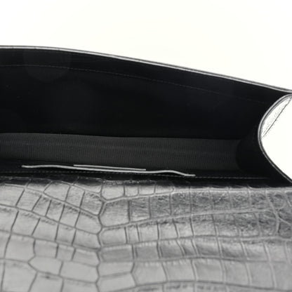Saint Laurent Calfskin Crocodile Embossed Classic Kate Monogram Clutch Black 5 of 8