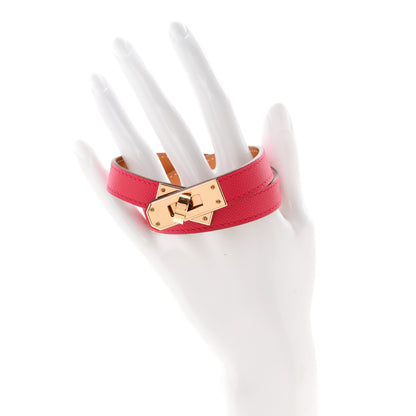 Hermes Epsom Kelly Double Tour Bracelet T4 Rose Extreme 2 of 6