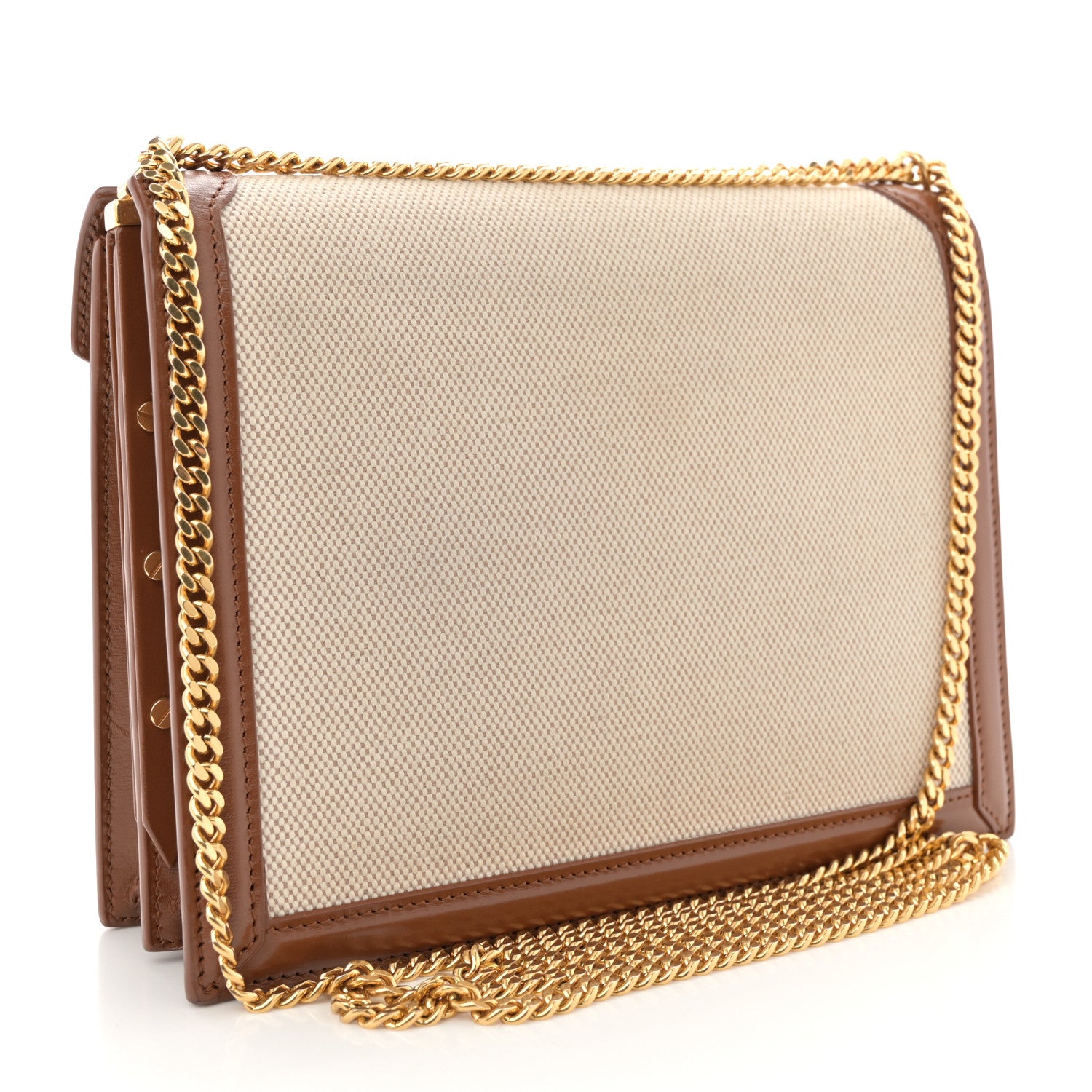Saint Laurent Canvas Calfskin Classic Monogram Cassandra Tan Natural 3 of 12