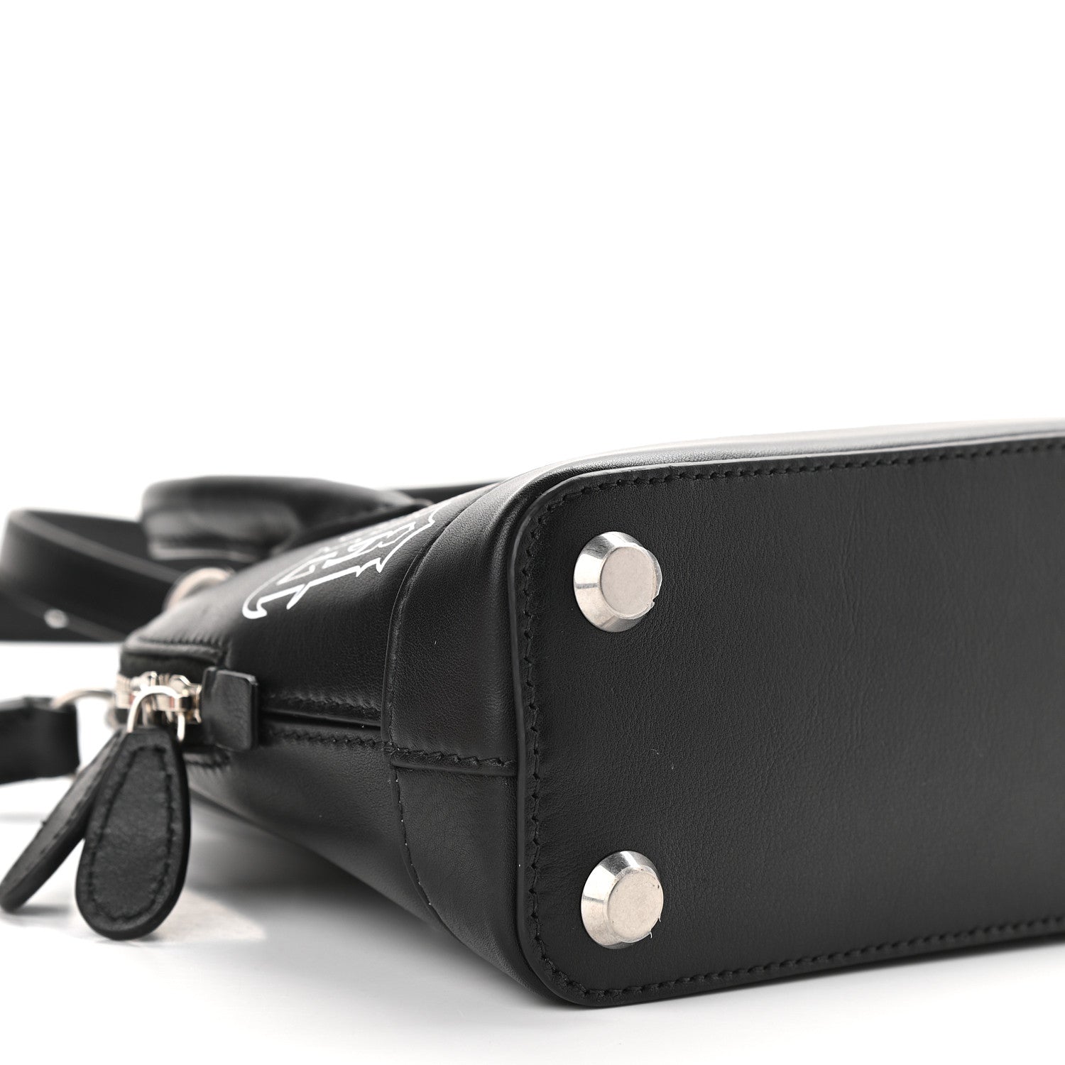 Balenciaga Calfskin Gothic Logo XXS Ville Top Handle Bag Black White 7 of 10