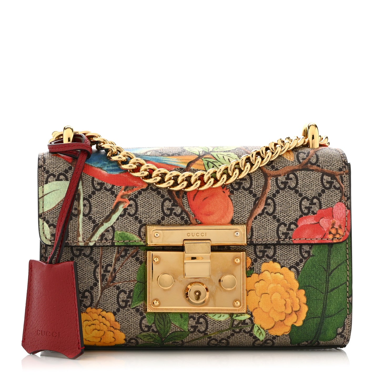 GG Supreme Monogram Tian Small Padlock Shoulder Bag Beige Multicolor New Acero