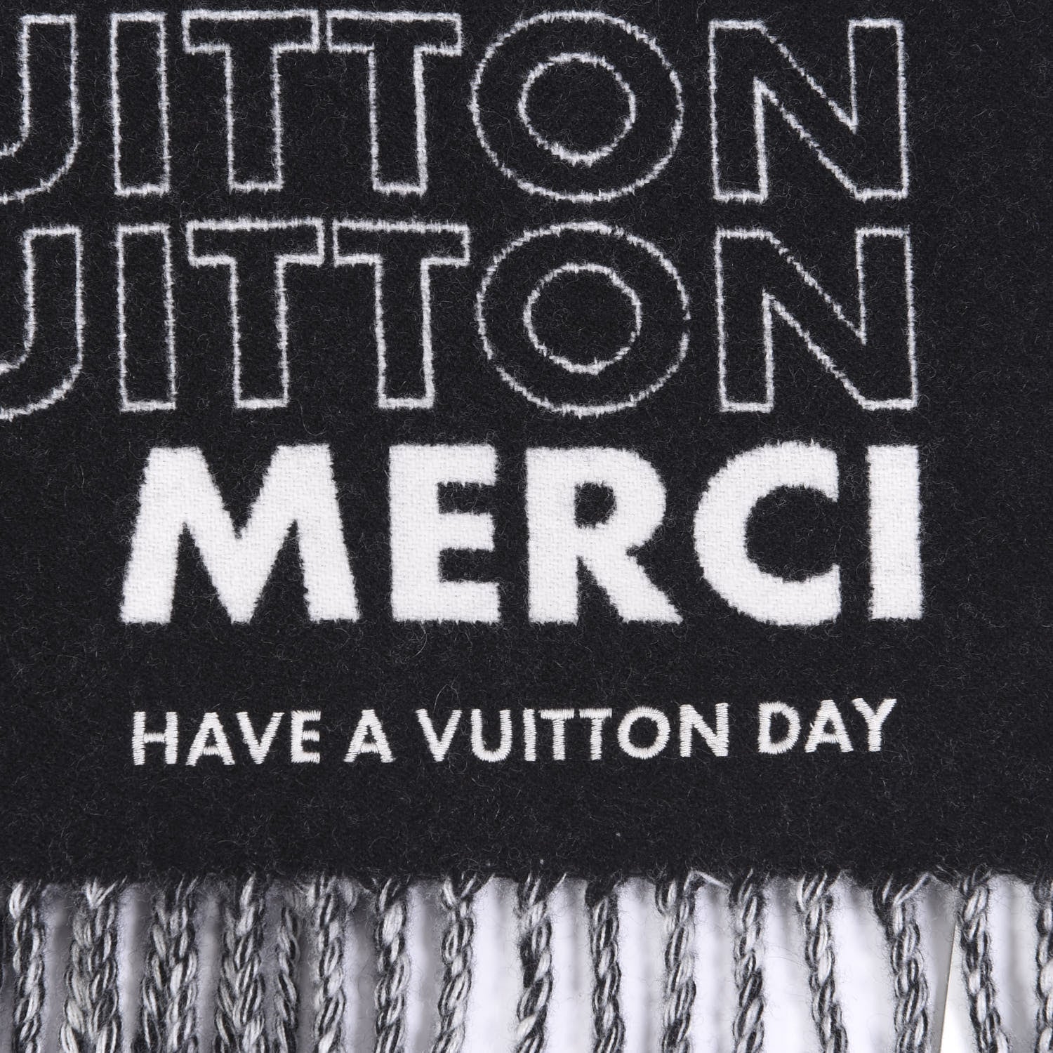 Louis Vuitton Wool Cashmere Scarf Black 4 of 4