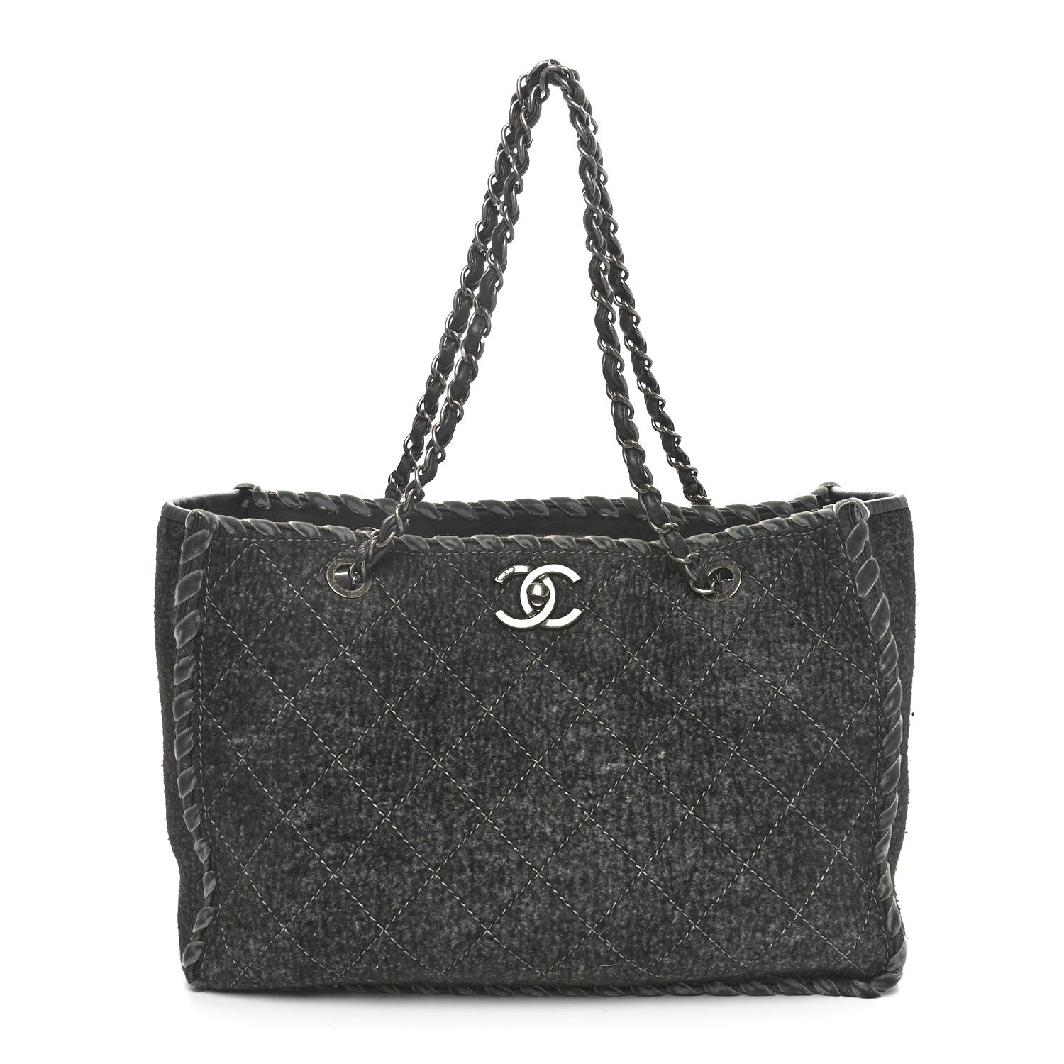 Chanel Wool Felt Quilted Large Shopping Tote Grey 1 of 10
