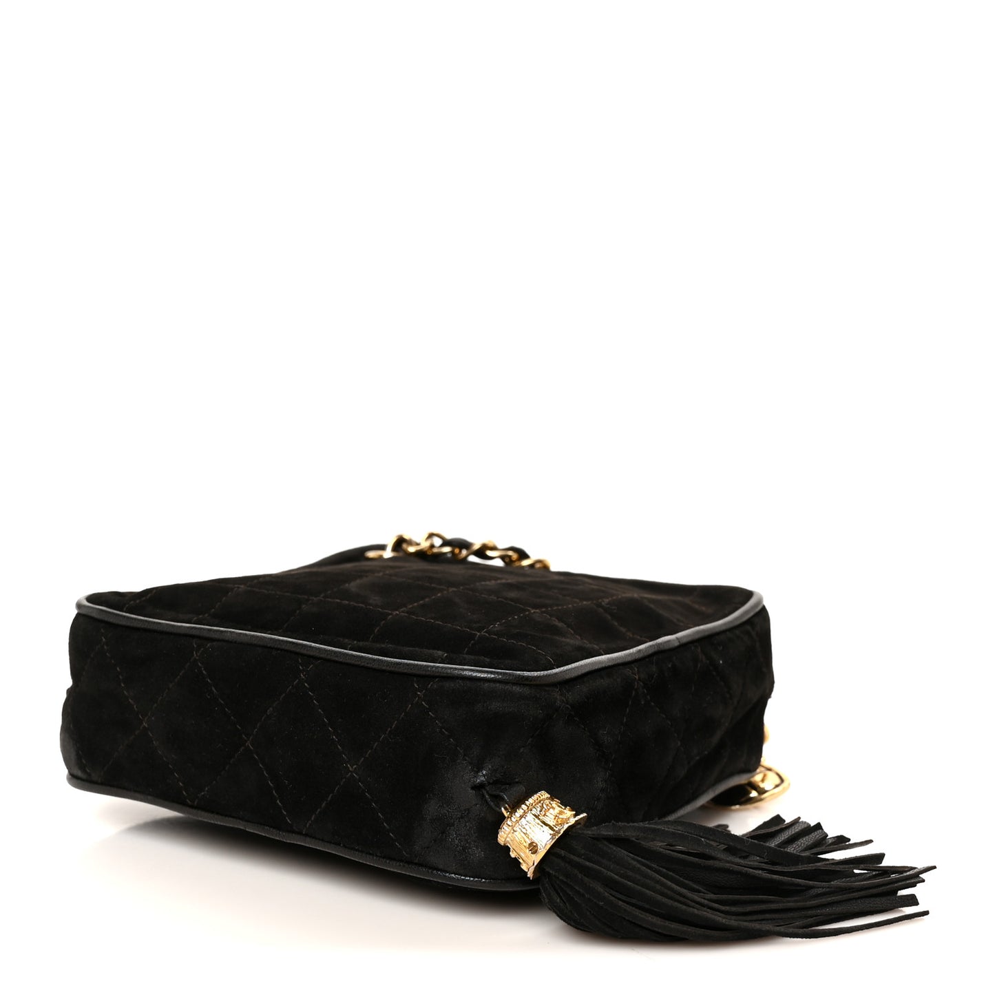 Suede Chocolate Bar Tassel Camera Case Black