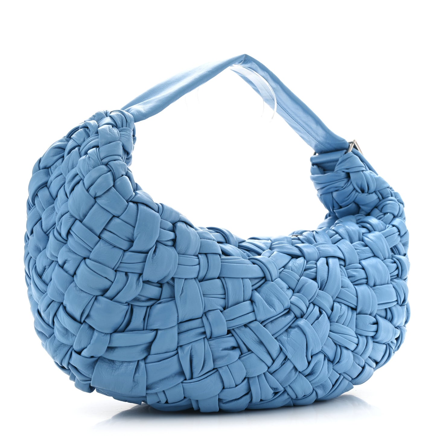 Paper Calfskin Intrecciato Banana Shoulder Bag Swimming Pool
