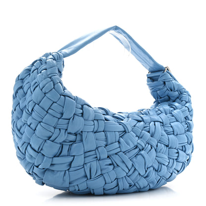 Bottega Veneta Paper Calfskin Intrecciato Banana Shoulder Bag Swimming Pool 3 of 10