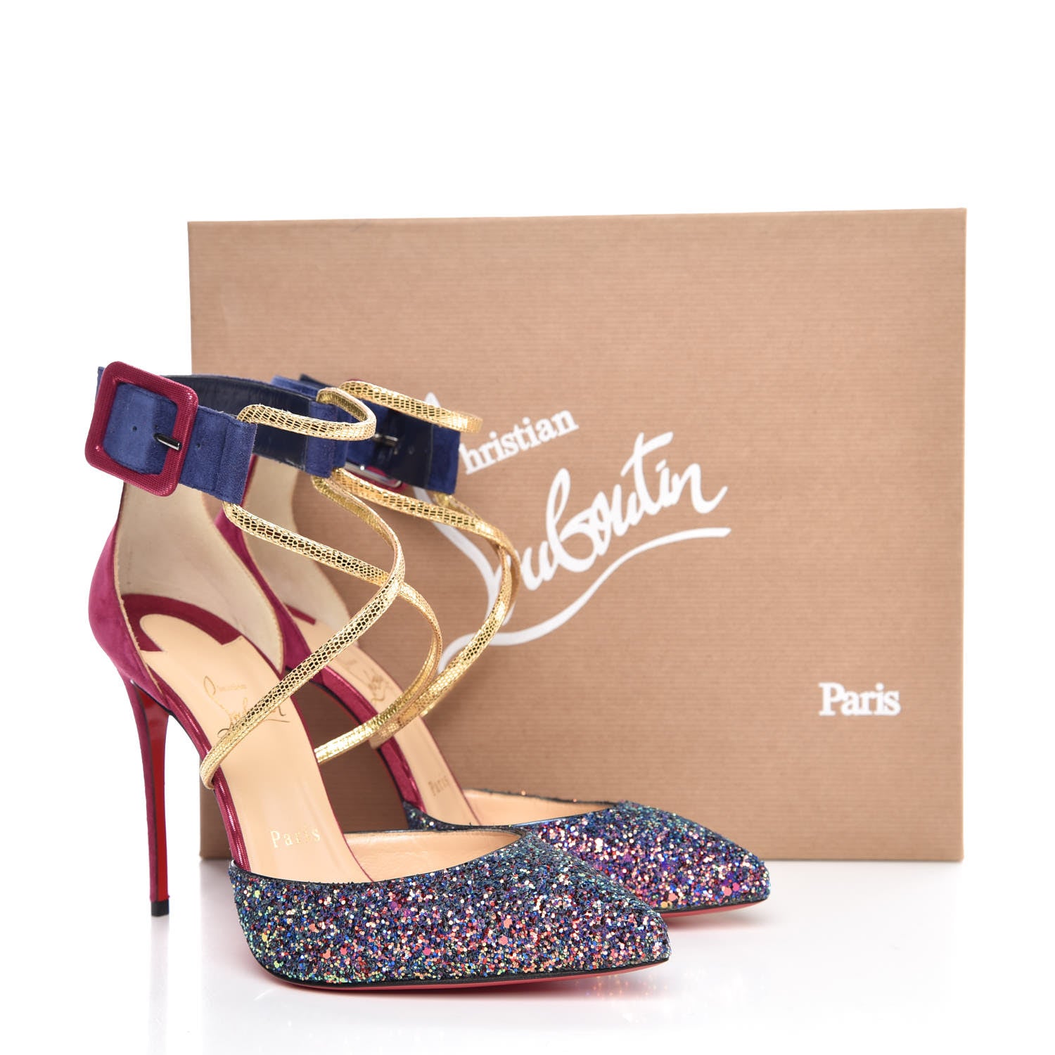 Christian Louboutin Veau Velours Glitter Dragonfly Suzanna 100 Pumps 37.5 China Blue 8 of 8