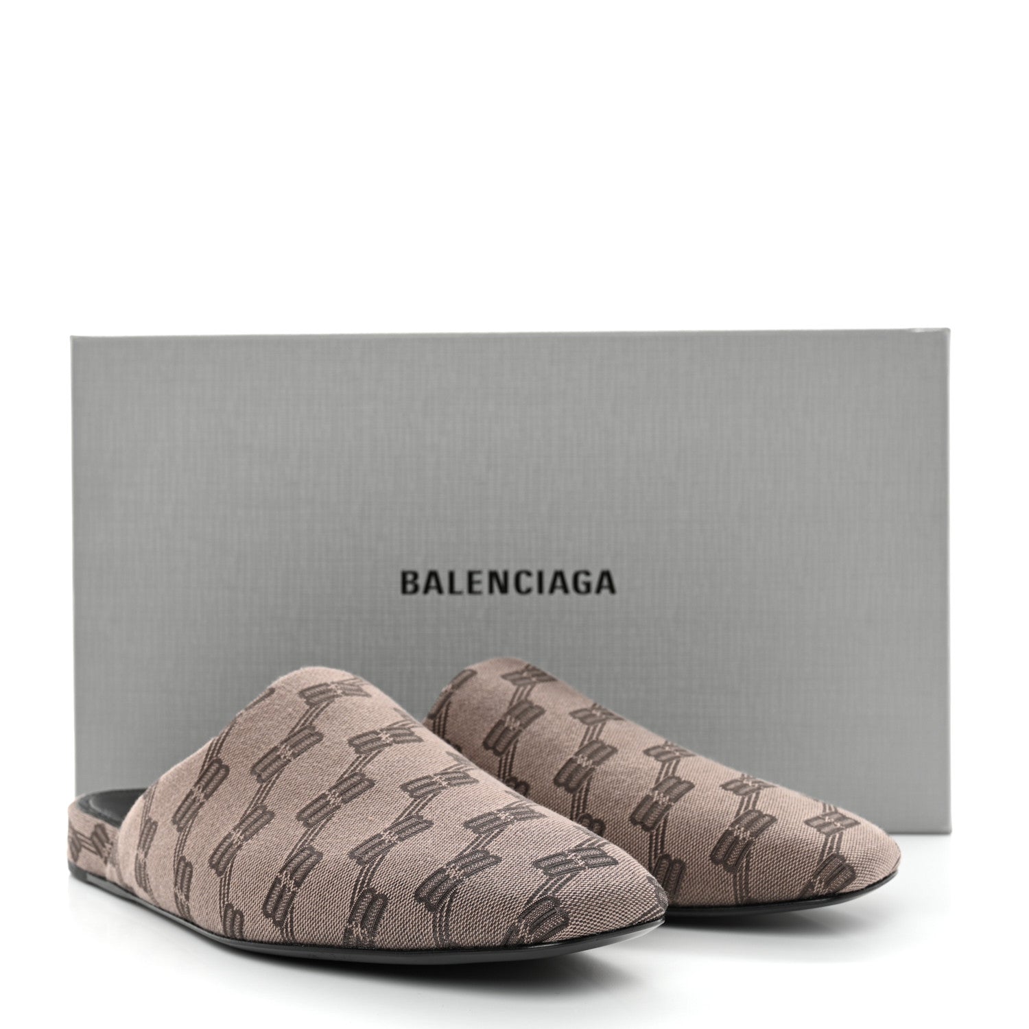 Balenciaga Jacquard BB Monogram Mens Cosy Mules 40 Dark Mink Grey Dark Brown 9 of 9