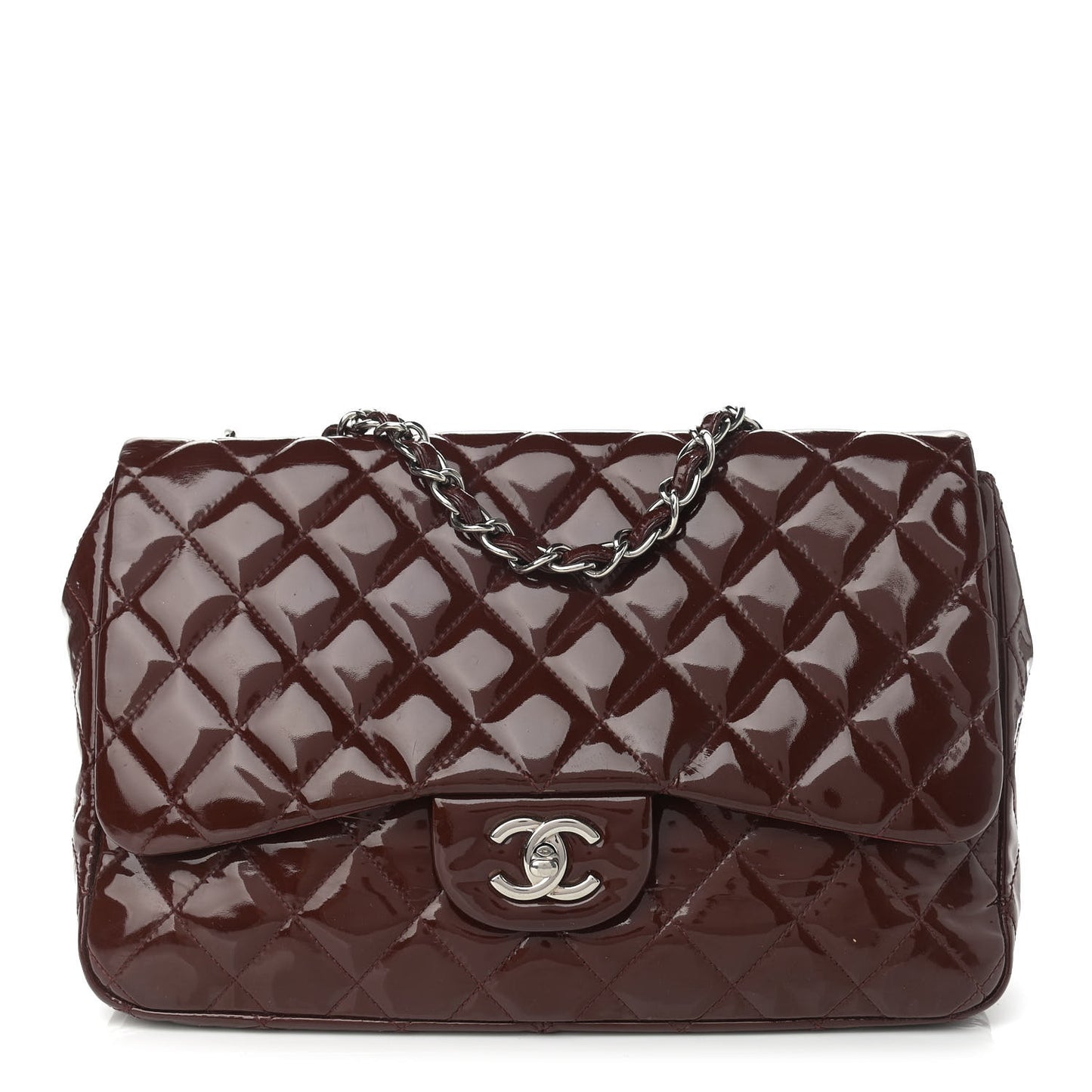 Patent Jumbo Single Flap Bordeaux
