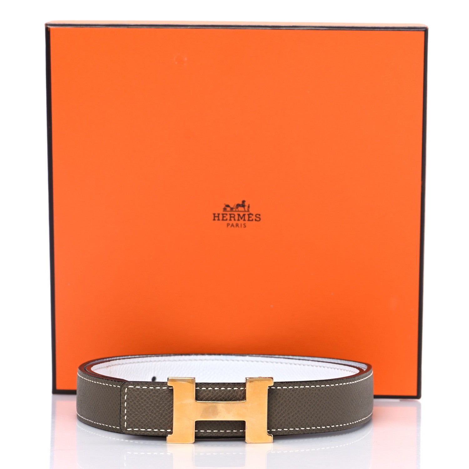 Hermes Epsom Swift 24mm Mini Constance H Belt 75 30 White Etoupe 5 of 5