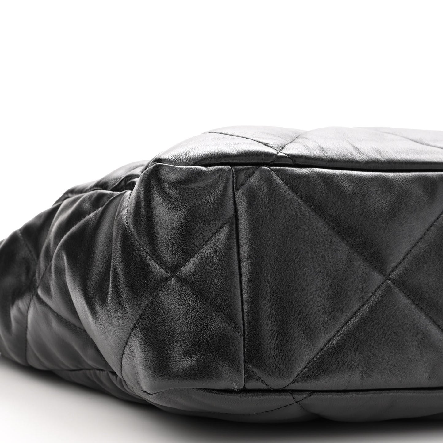 Lambskin Quilted Chanel 19 East West Shopping Bag Black