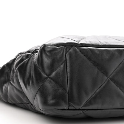 Chanel Lambskin Quilted Chanel 19 East West Shopping Bag Black 9 of 12