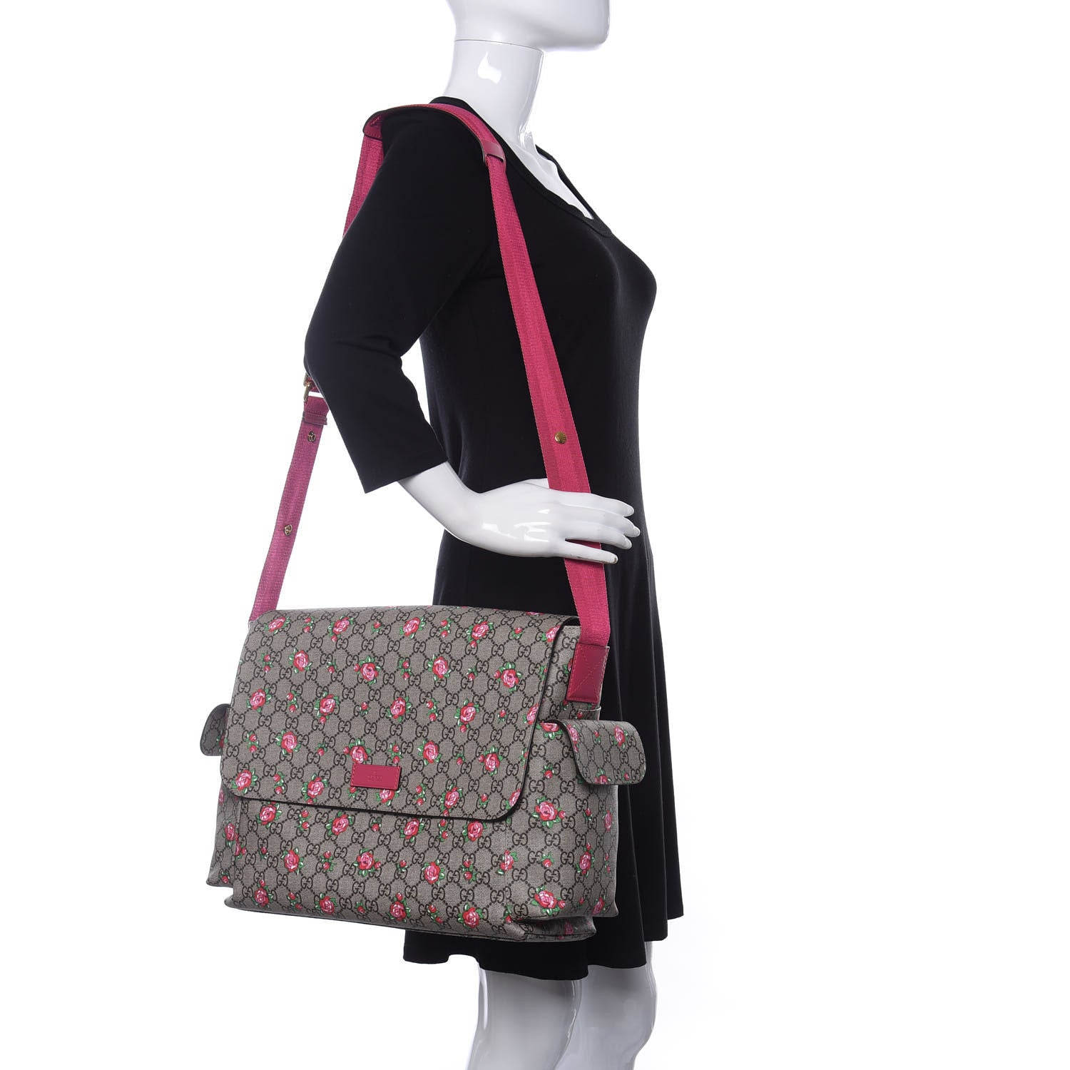 Gucci GG Plus Monogram Rose Bud Messenger Diaper Bag Pink 2 of 10